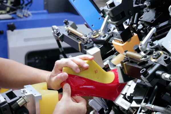 Exhibitor demos shoe lasting machine in Shoes & Leather - Guangzhou